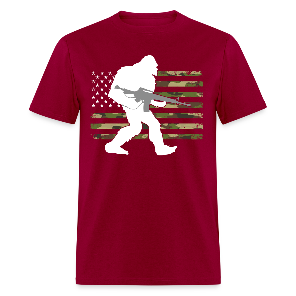 Bigfoot Camo US American Flag T Shirt