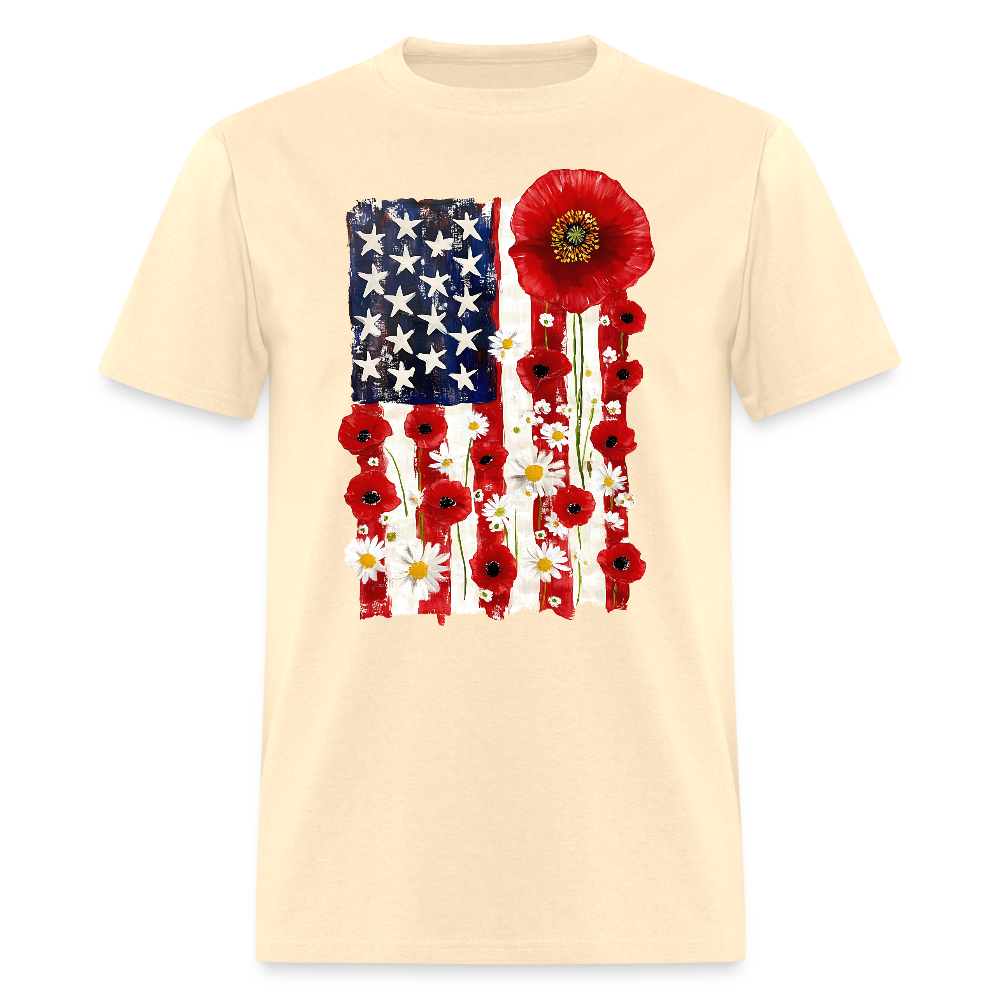 American Flag Poppy Flower Memorial T Shirt