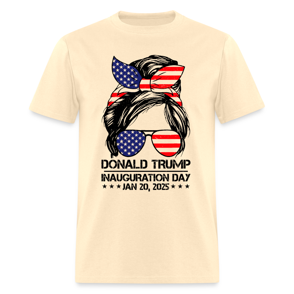 Inauguration Day 2025 Trump Girl Messy Bun T Shirt