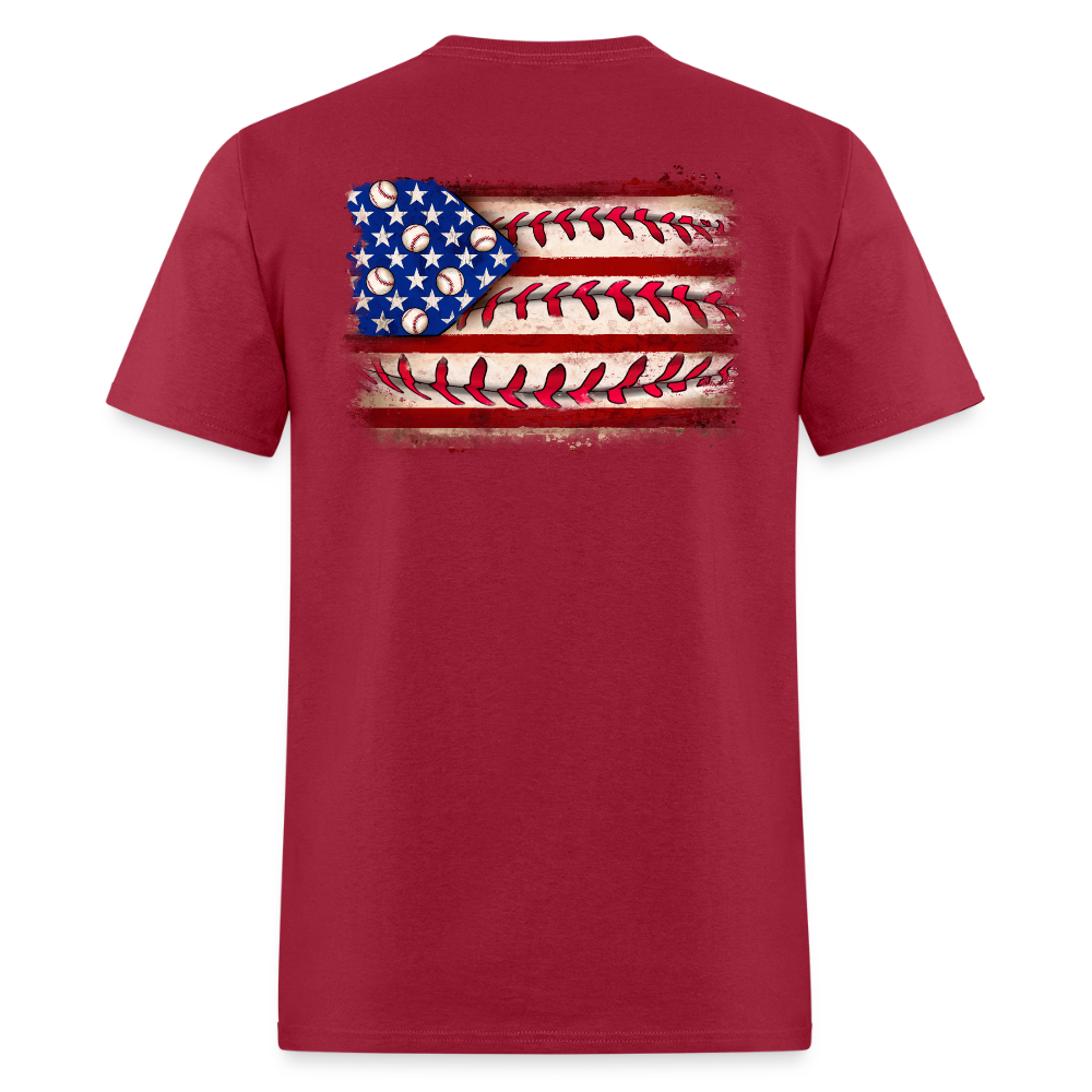 Baseball American Flag Double-Sided Print T Shirt