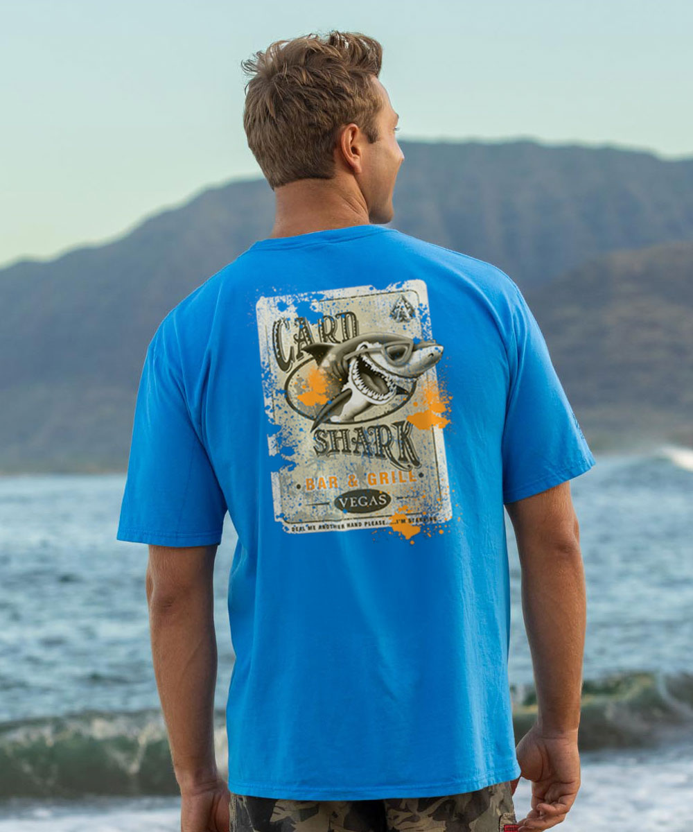 Card Shark Grill - Blue Hawaii Dyed Short Sleeve Crewneck T-Shirt