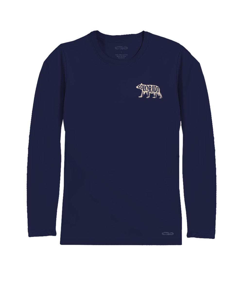 Forest Bear - Indigo Long Sleeve Pima T-Shirt