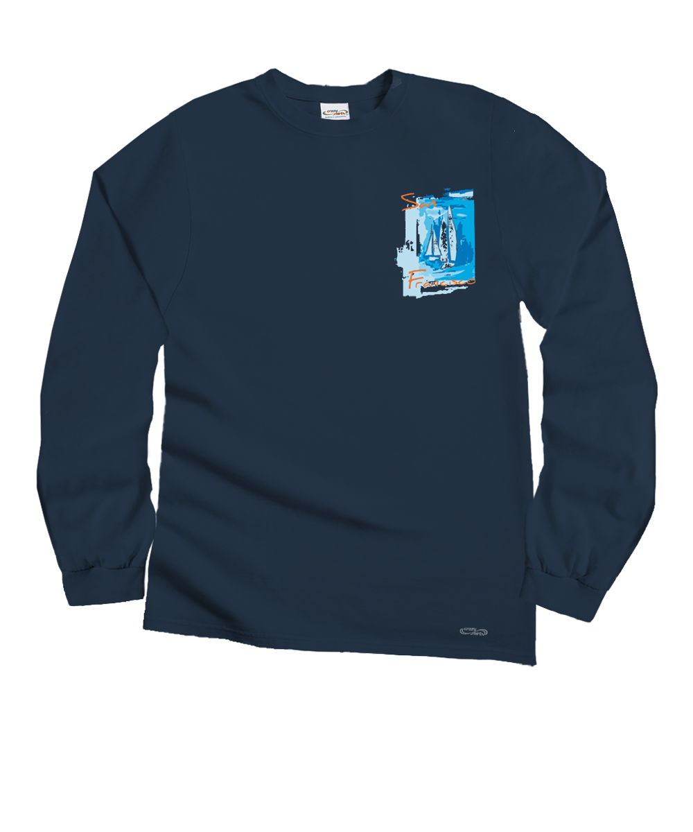 San Francisco Favs - Navy Long Sleeve Crewneck T-Shirt