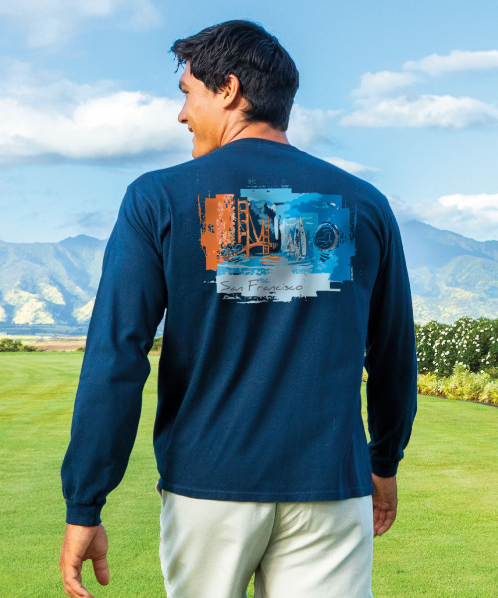 San Francisco Favs - Navy Long Sleeve Crewneck T-Shirt