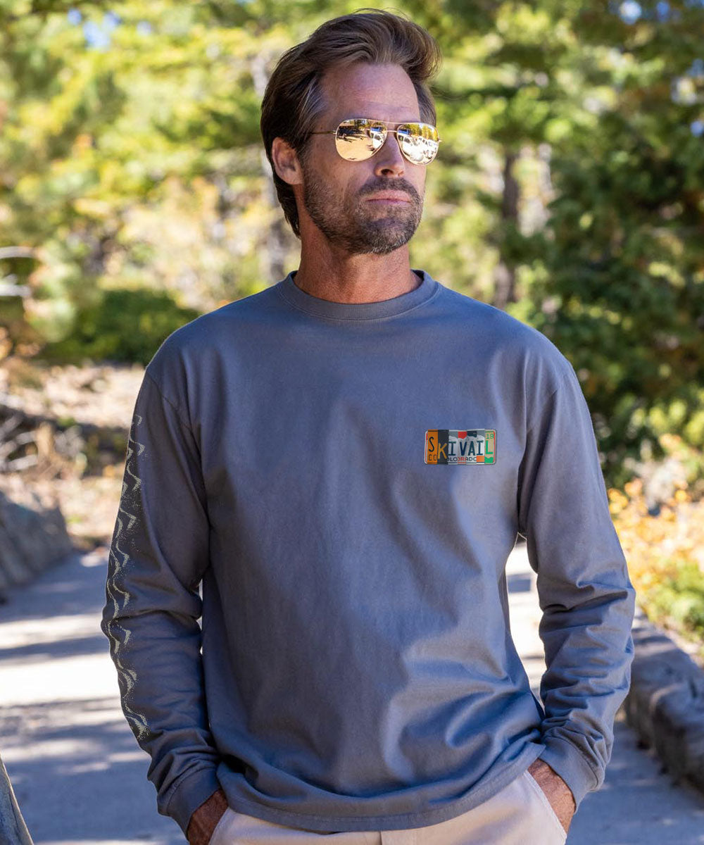 License To Ski - Crater Dyed® Long Sleeve Crewneck T-Shirt