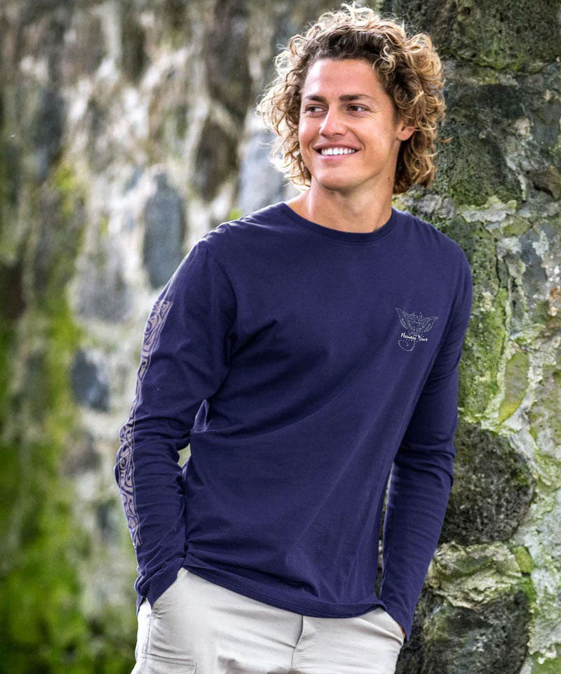 Tribal Dive - Indigo Long Sleeve Pima T-Shirt