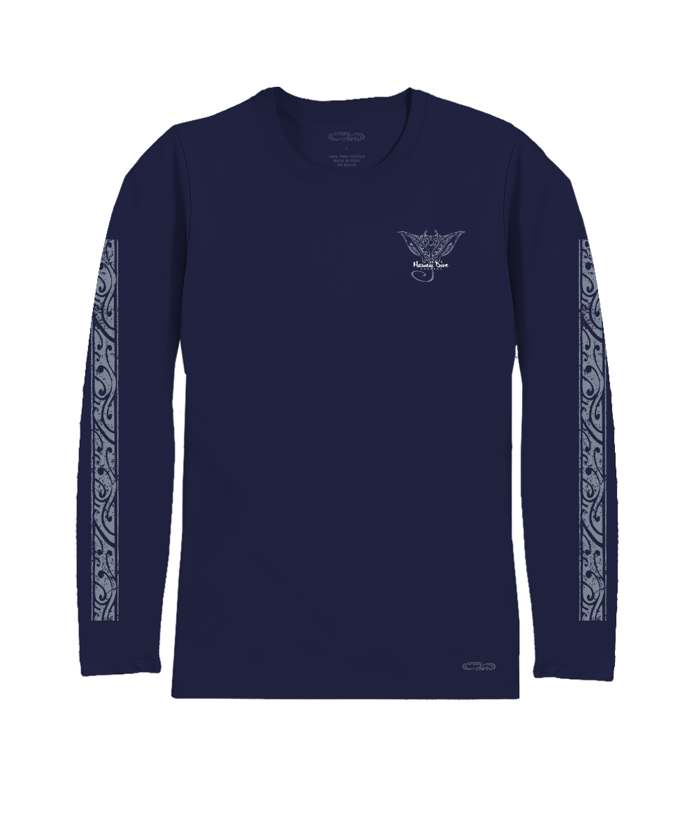 Tribal Dive - Indigo Long Sleeve Pima T-Shirt