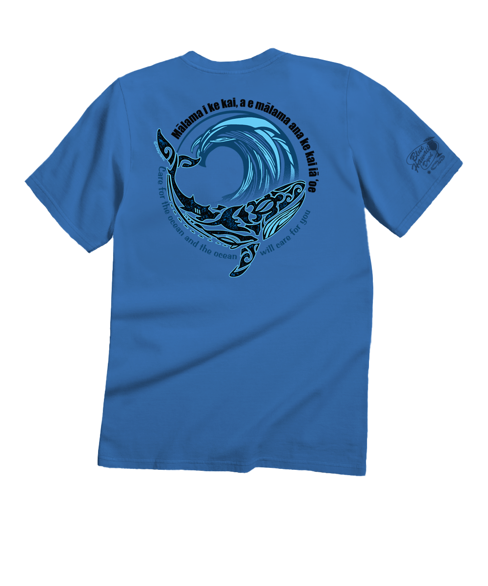 Malama Whale - Blue Hawaii Dyed Short Sleeve Crewneck T-Shirt
