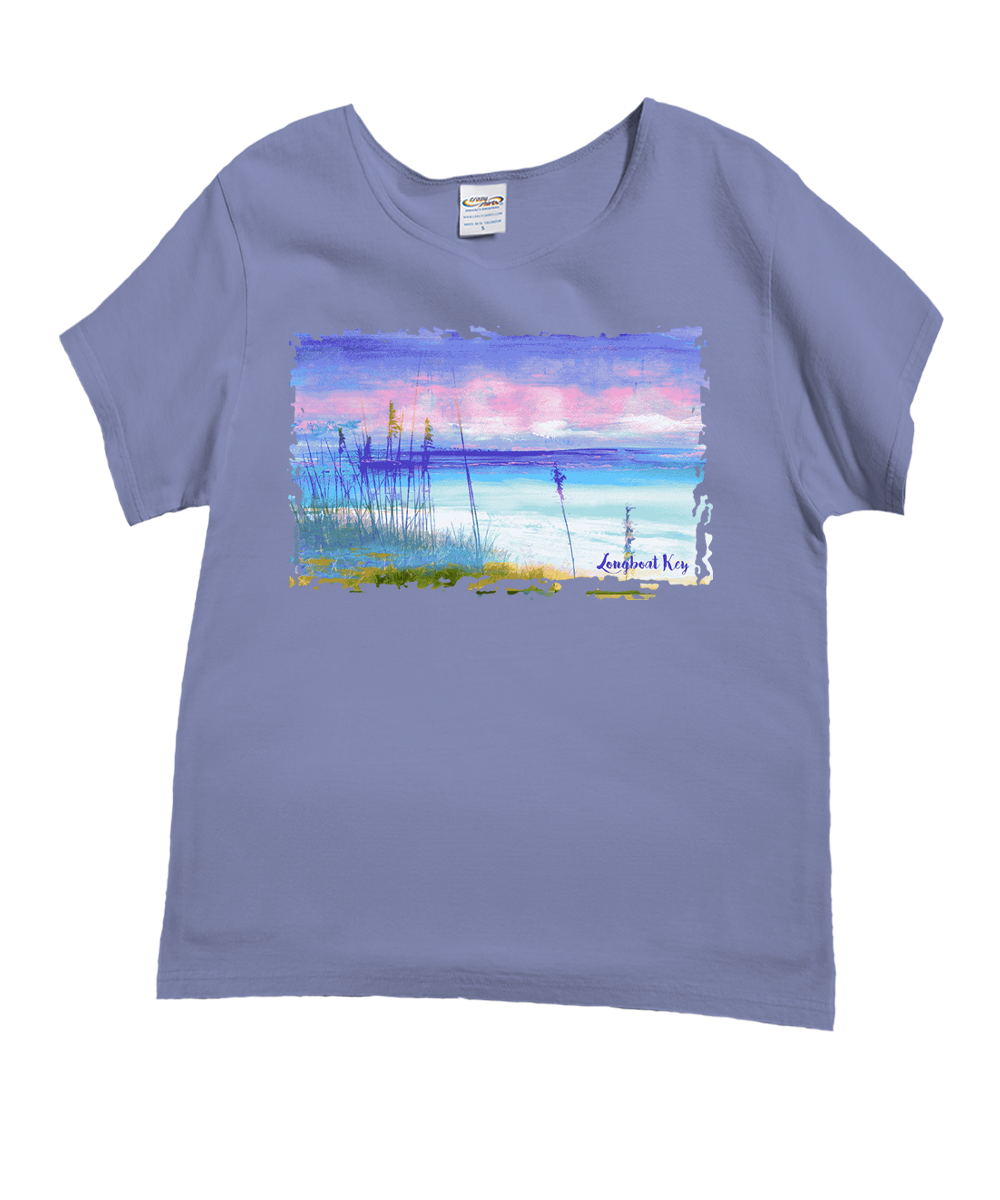 Longboat Key Dream - Lavender Dyed Short Sleeve Scoop Neck T-Shirt
