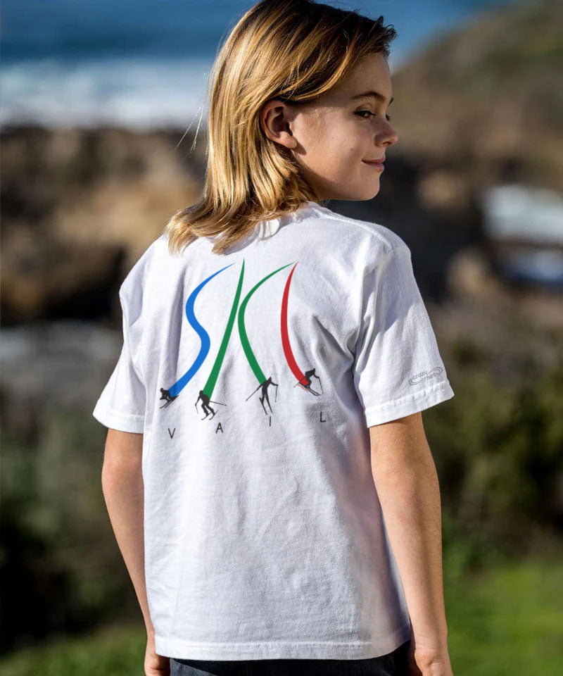 Vail Resort Ultimate Ski - White Short Sleeve Crewneck T-Shirt Style001