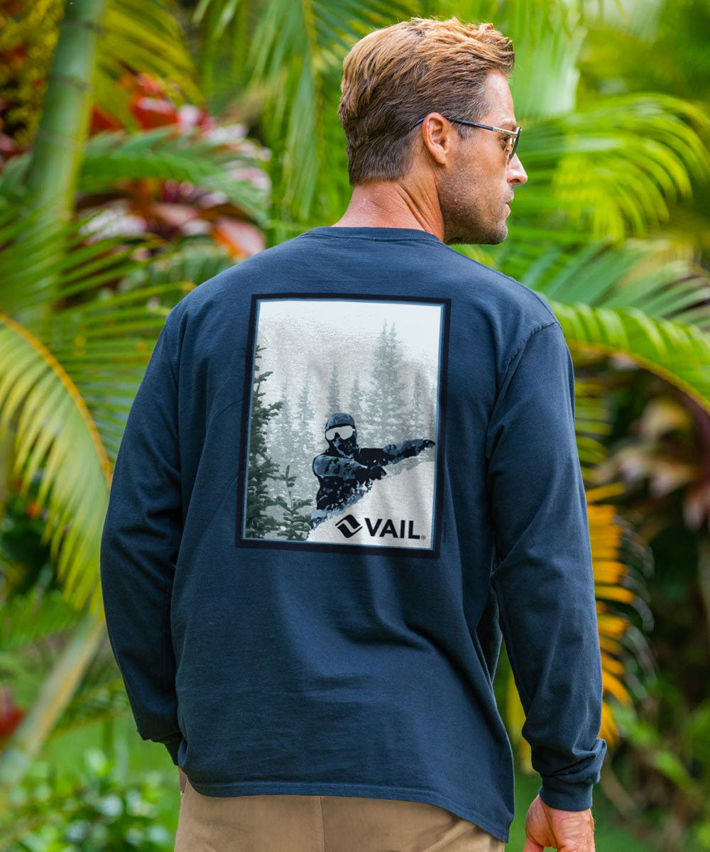 Vail Resort Vail Powder - Navy Long Sleeve Crewneck T-Shirt