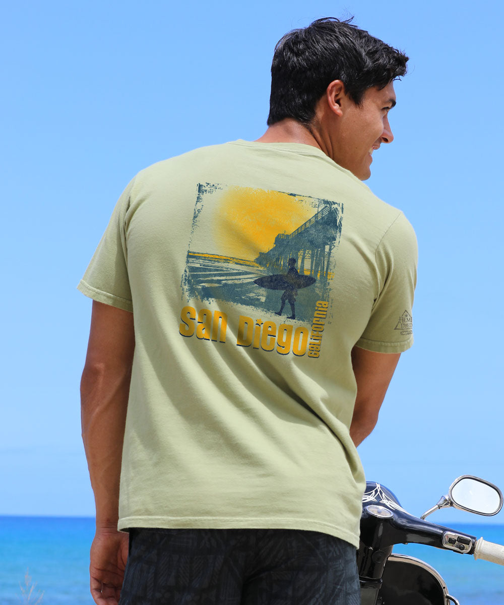 San Diego Pier - Hemp Dyed Short Sleeve Crewneck T-Shirt