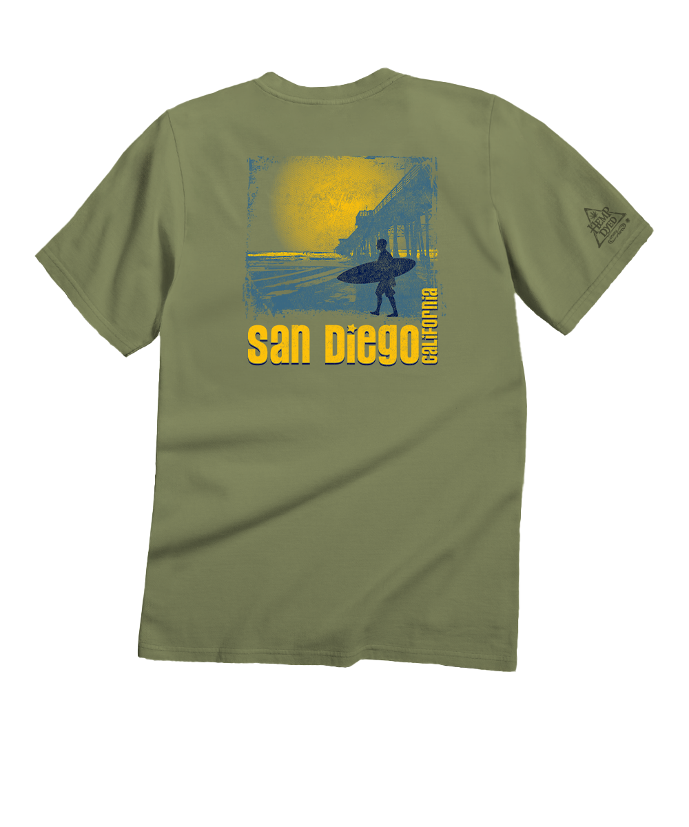 San Diego Pier - Hemp Dyed Short Sleeve Crewneck T-Shirt