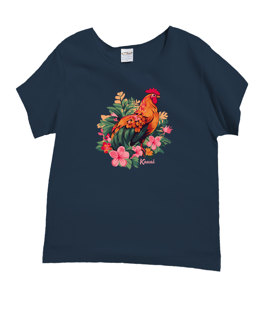 Island Chicken - Navy Short Sleeve Scoop Neck T-Shirt