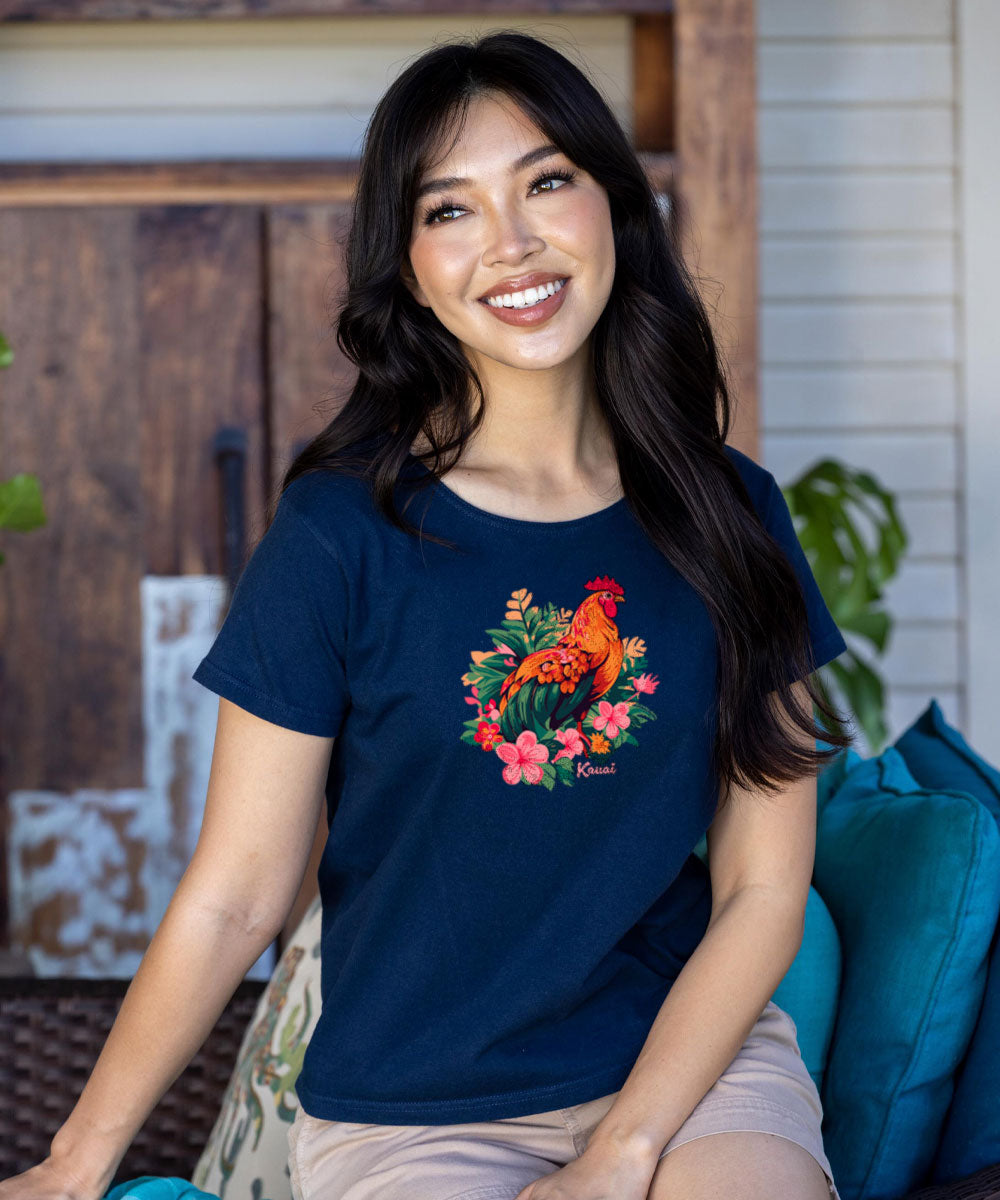 Island Chicken - Navy Short Sleeve Scoop Neck T-Shirt