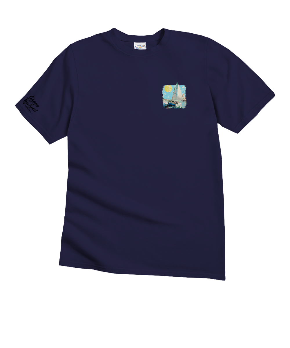 Sailboat Regatta - Grape Dyed Short Sleeve Crewneck T-Shirt