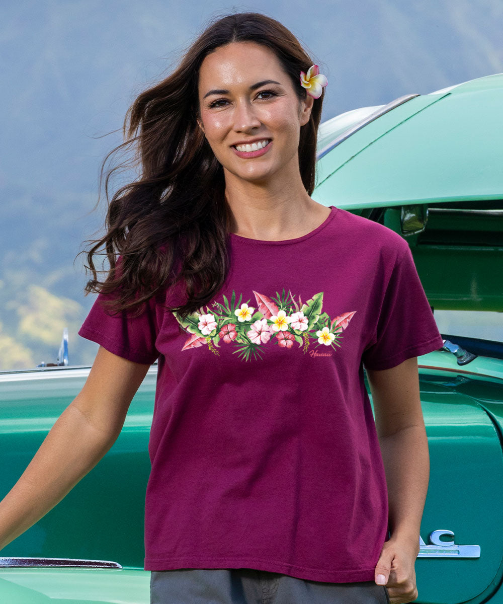 Aloha Band - Wine Dyed Short Sleeve Scoop Neck T-Shirt