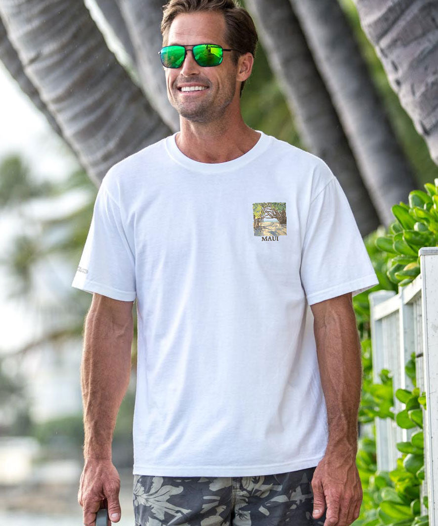 Banyan Tree Court - White Short Sleeve Crewneck T-Shirt
