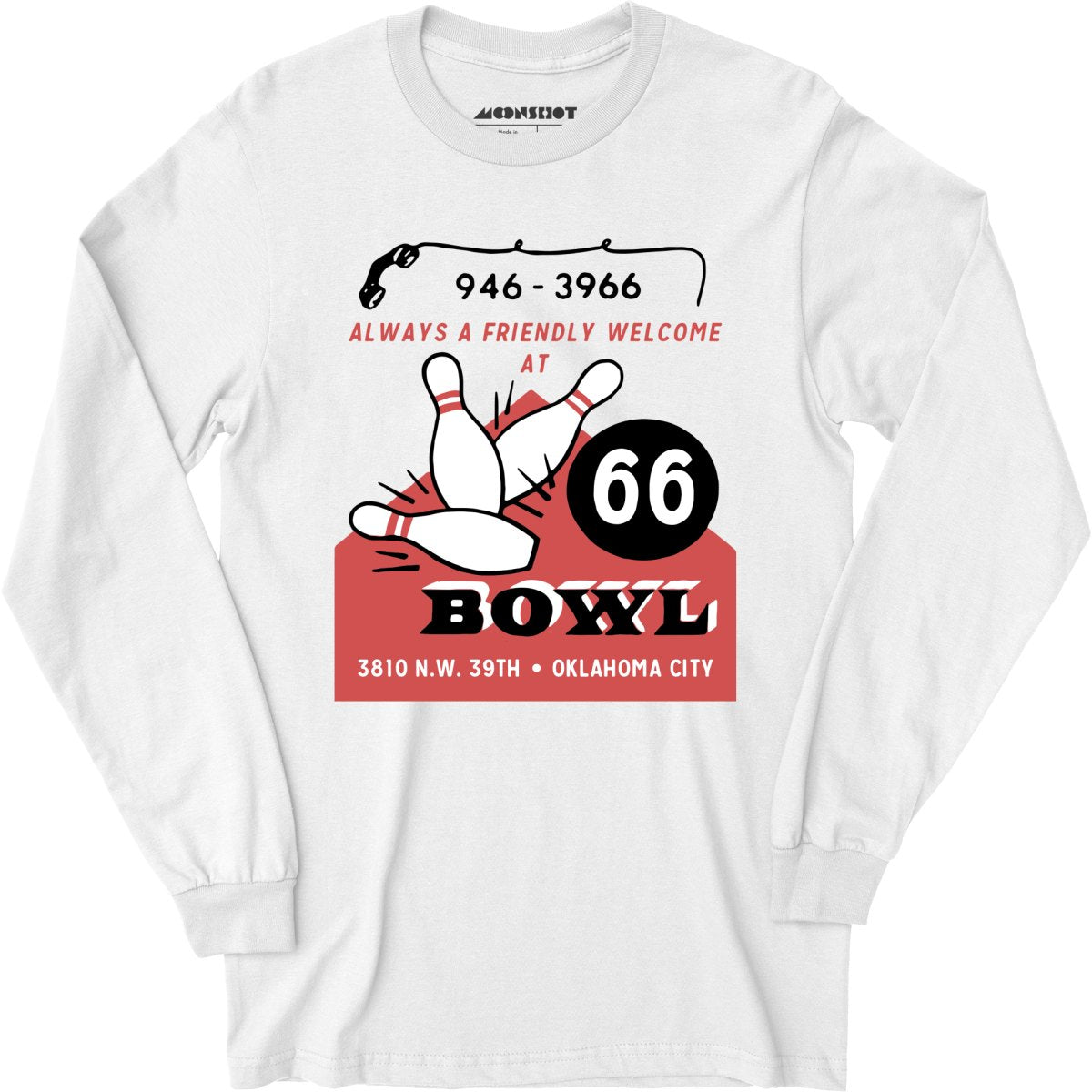 66 Bowl - Oklahoma City, OK - Vintage Bowling Alley - Long Sleeve T-Shirt