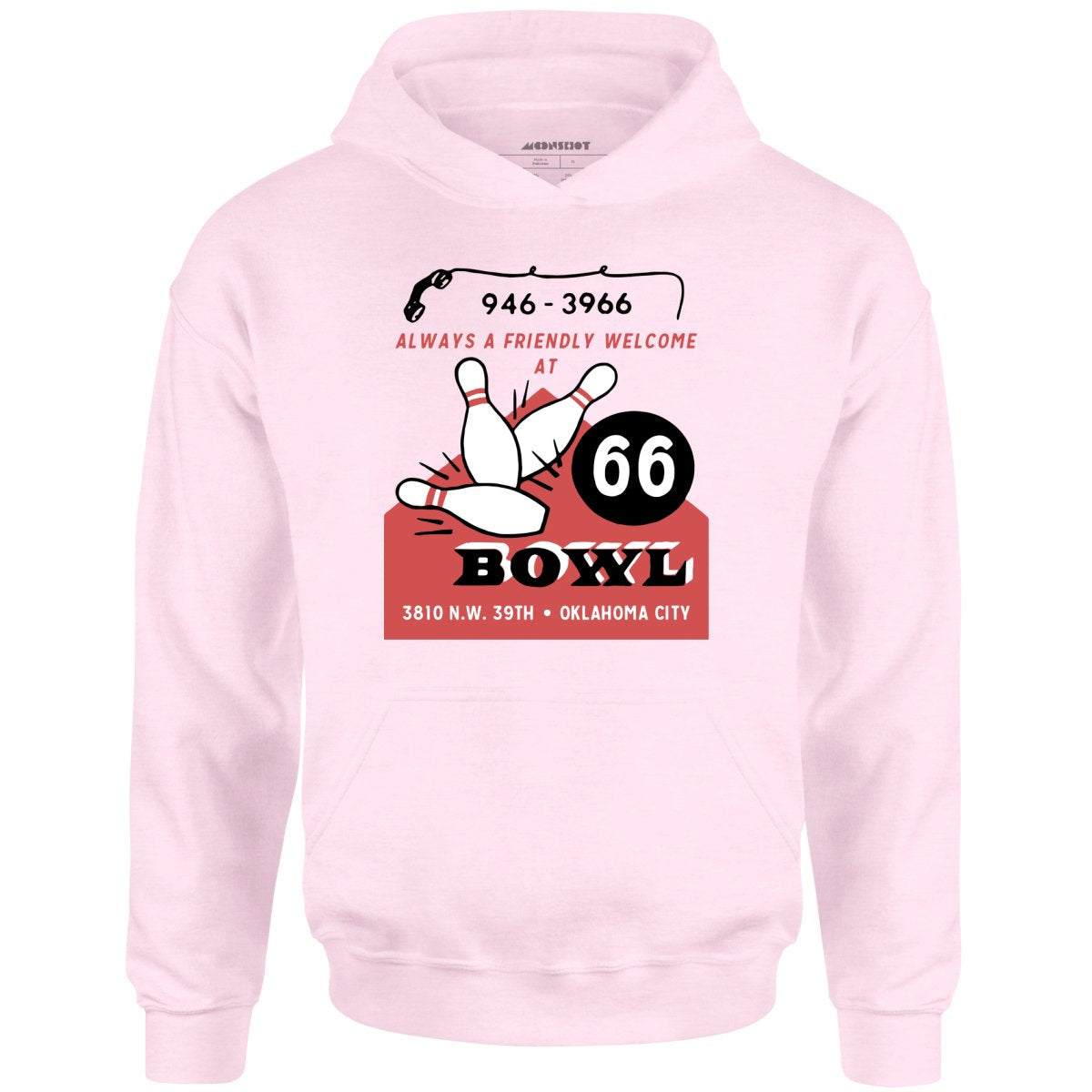 66 Bowl - Oklahoma City, OK - Vintage Bowling Alley - Unisex Hoodie
