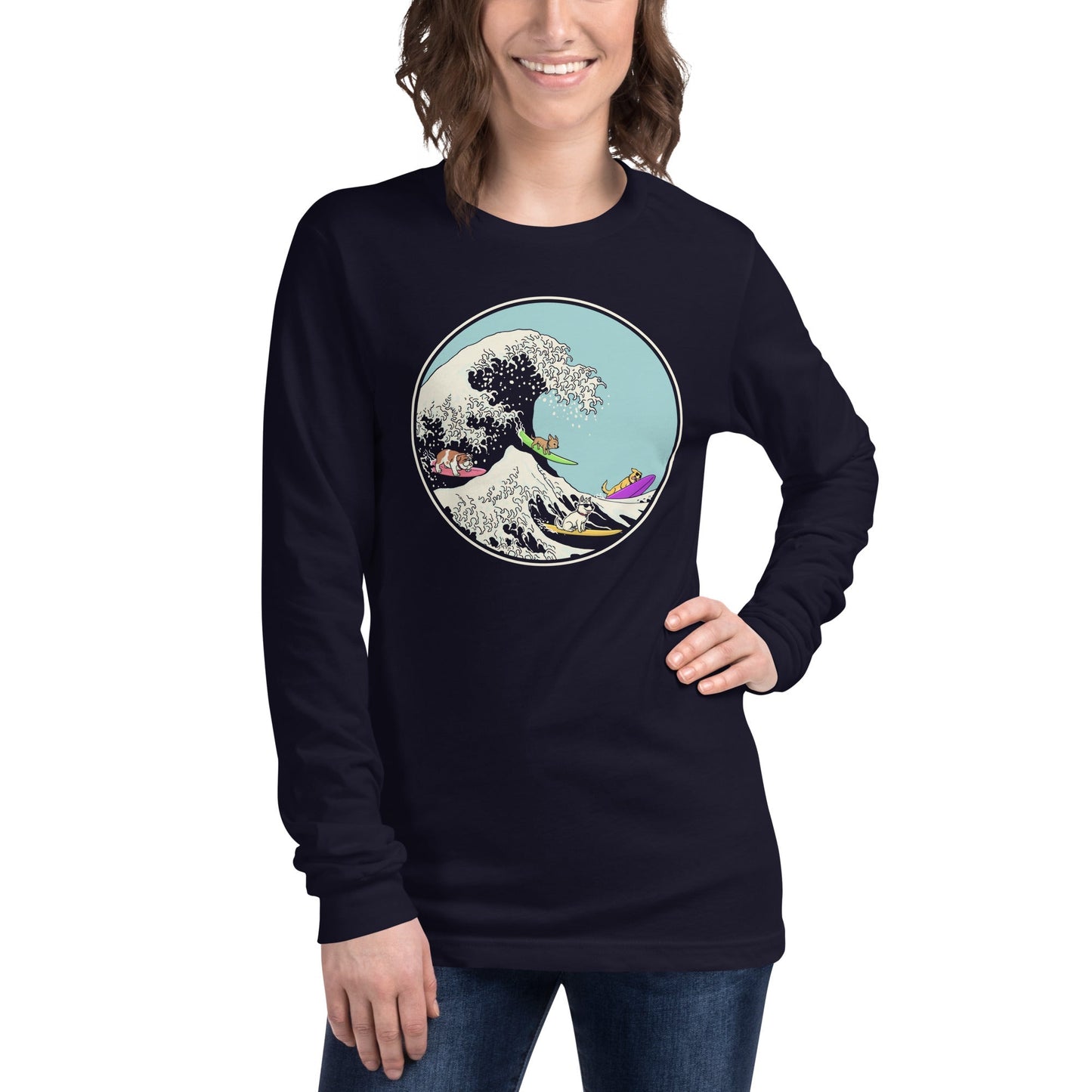 Unisex Dogs Ridin' The Wave Long Sleeve T-Shirt