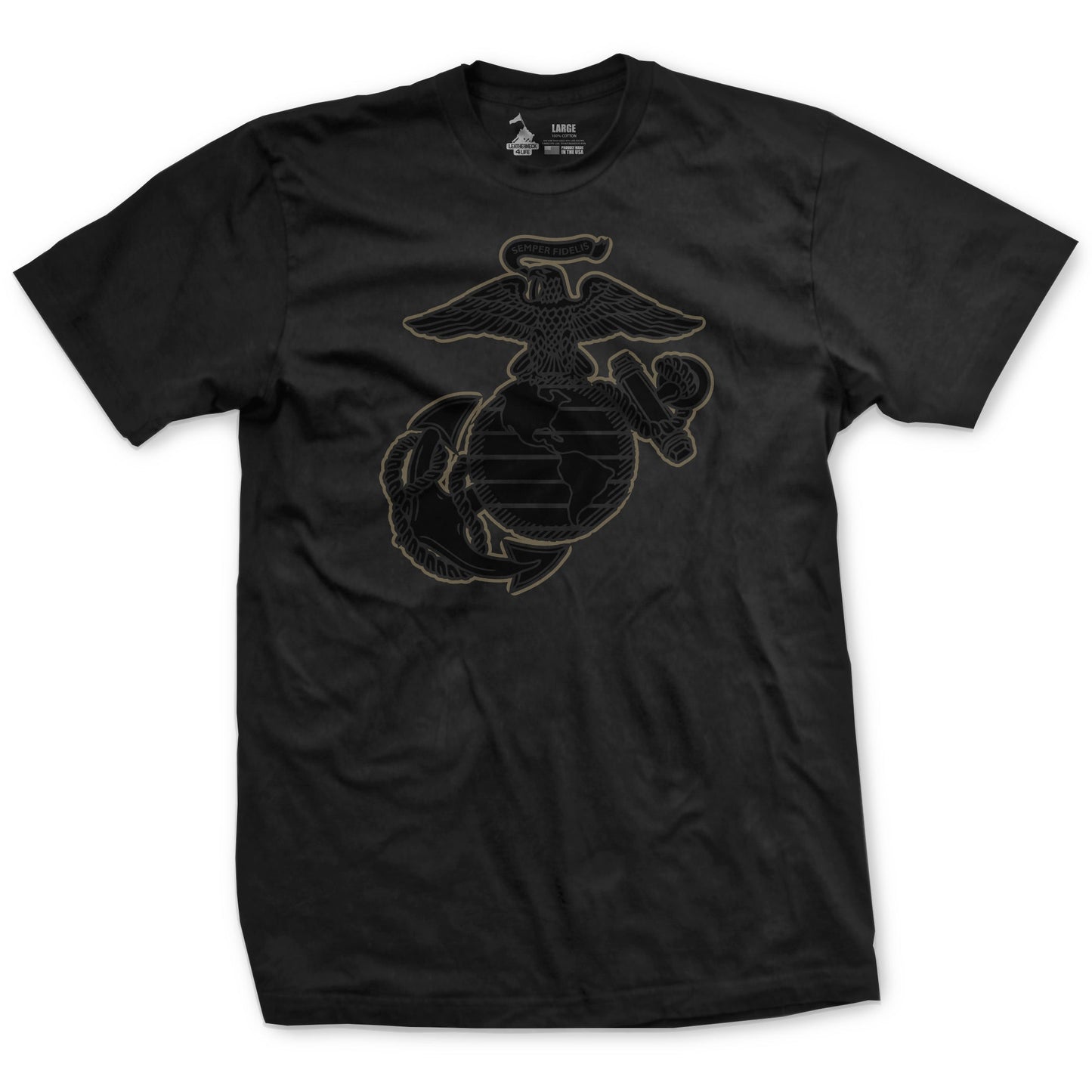 Sand Storm Eagle Globe and Anchor Vintage Black T-Shirt