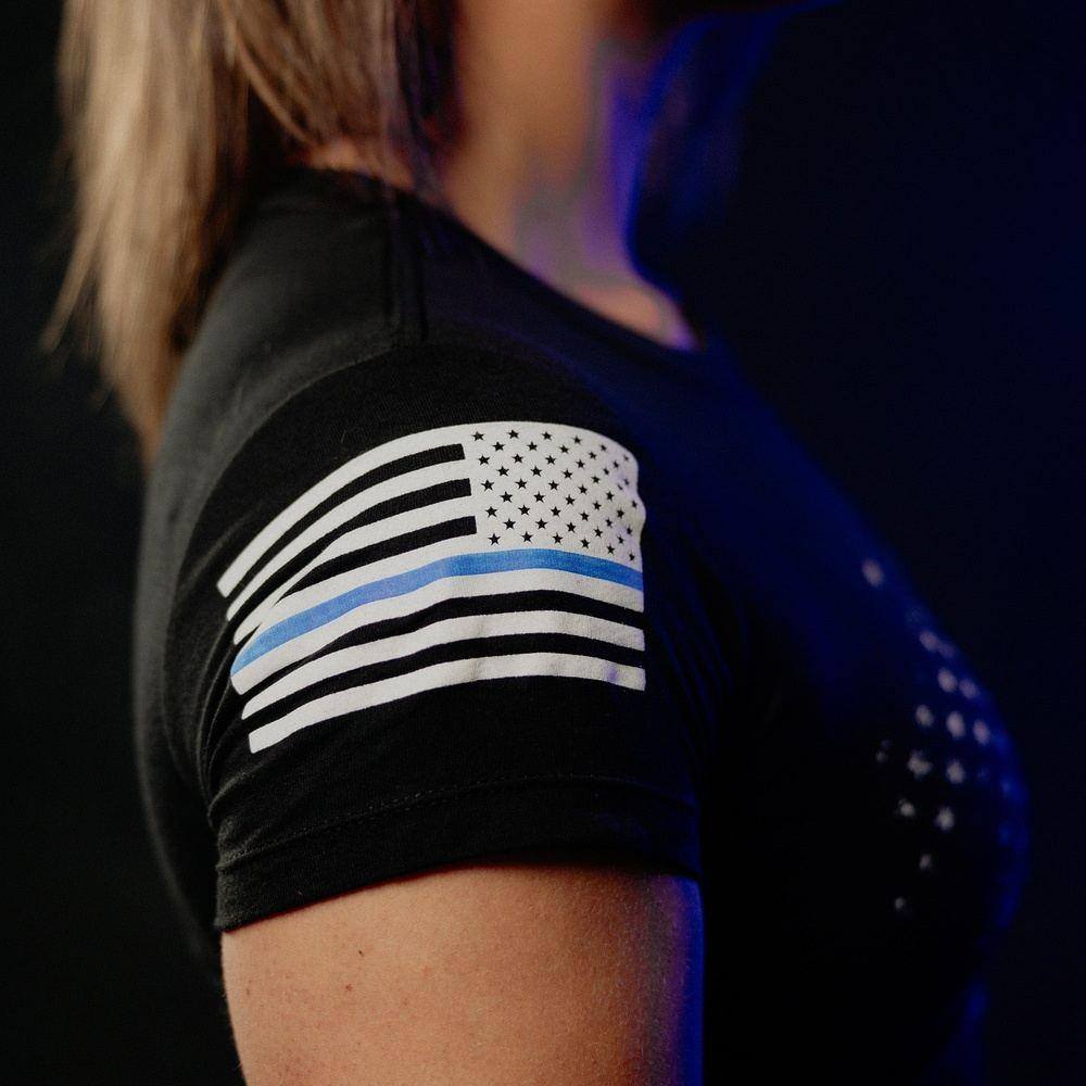 Women's Blue Line American Acid Slim Fit T-Shirt - Black