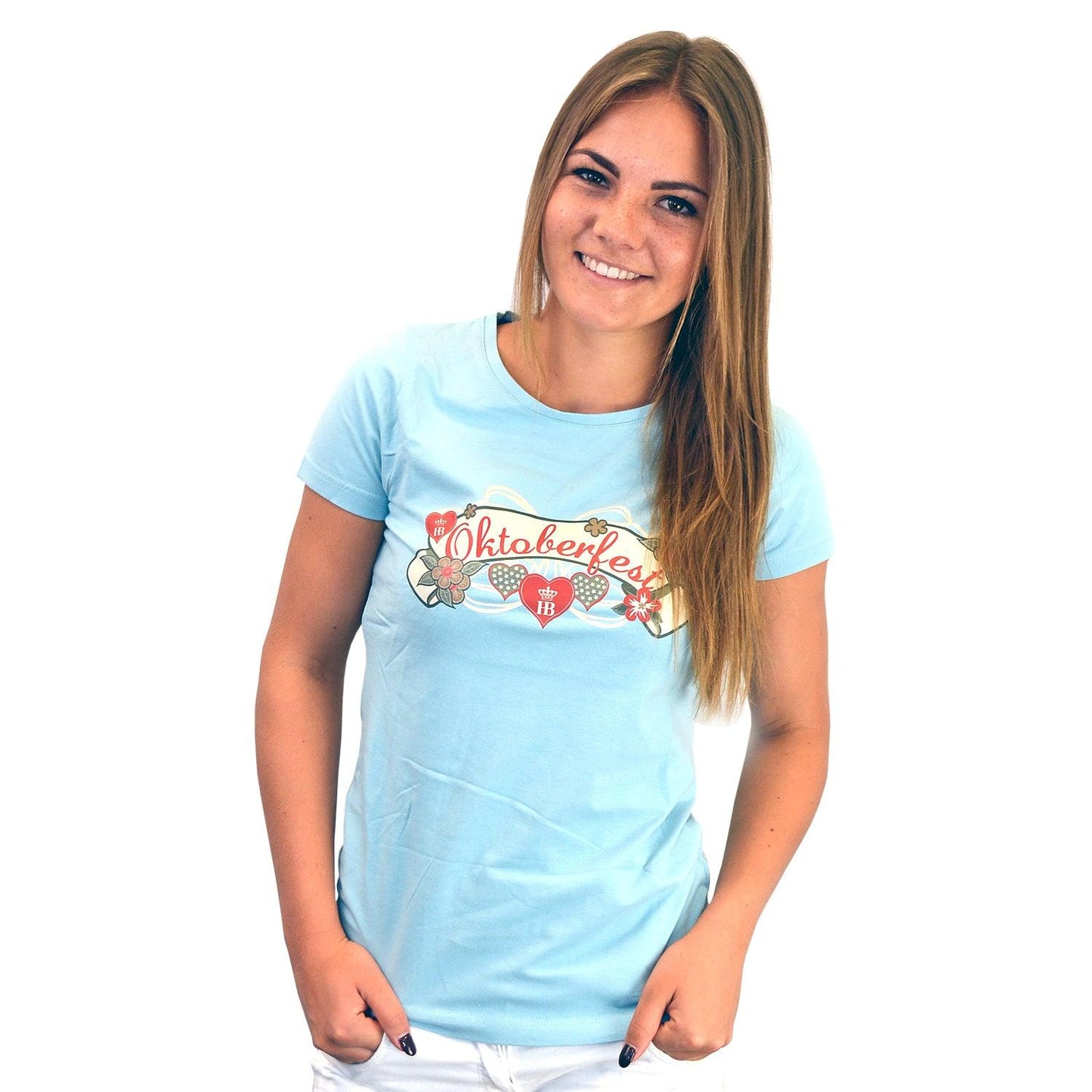 Hofbräu Damenshirt "Vintage Oktoberfest" - hellblau