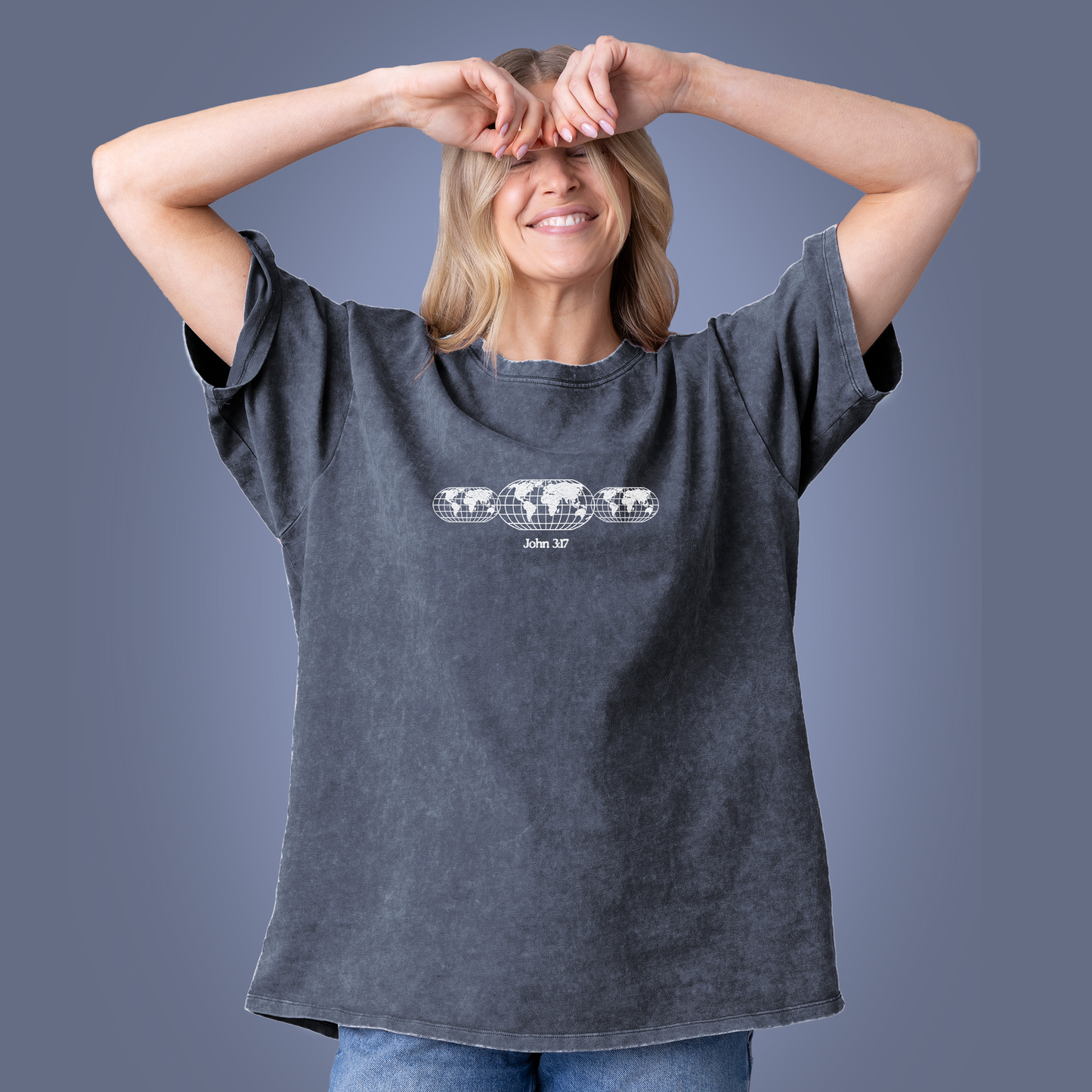 GLO - John 3:17 Tee - Navy - Vintage Wash - 0