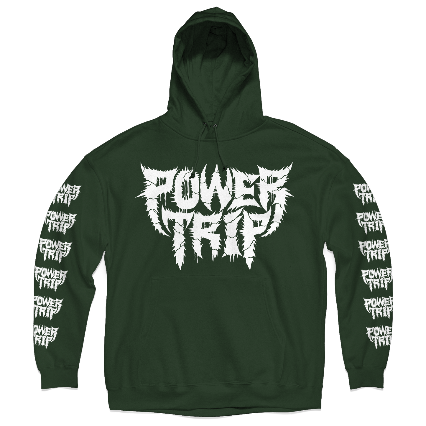 Power Trip "Spikey Logo Sleeves" Green Hoodie