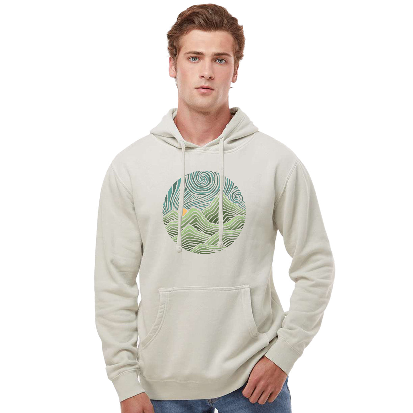 Swirly Mountains | Design by Dylan Fant Vintage Wash Pullover Hoodie