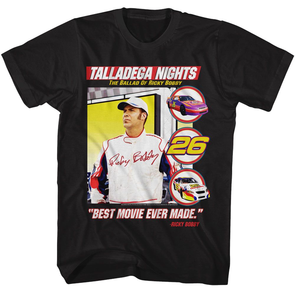 Talladega Nights - Best Movie Ever Made - Black Short Sleeve Adult T-Shirt