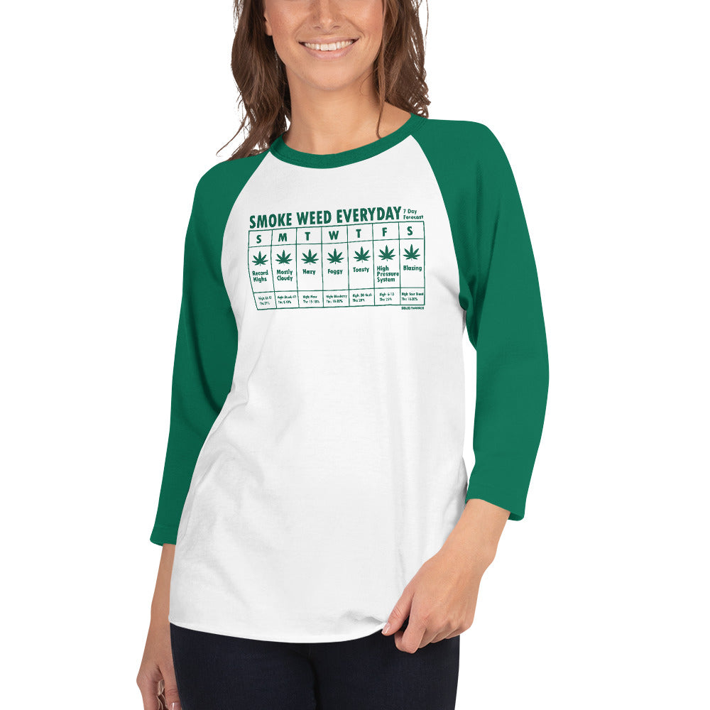 Unisex Smoke Weed Everyday 3/4 Sleeve Baseball Tee
