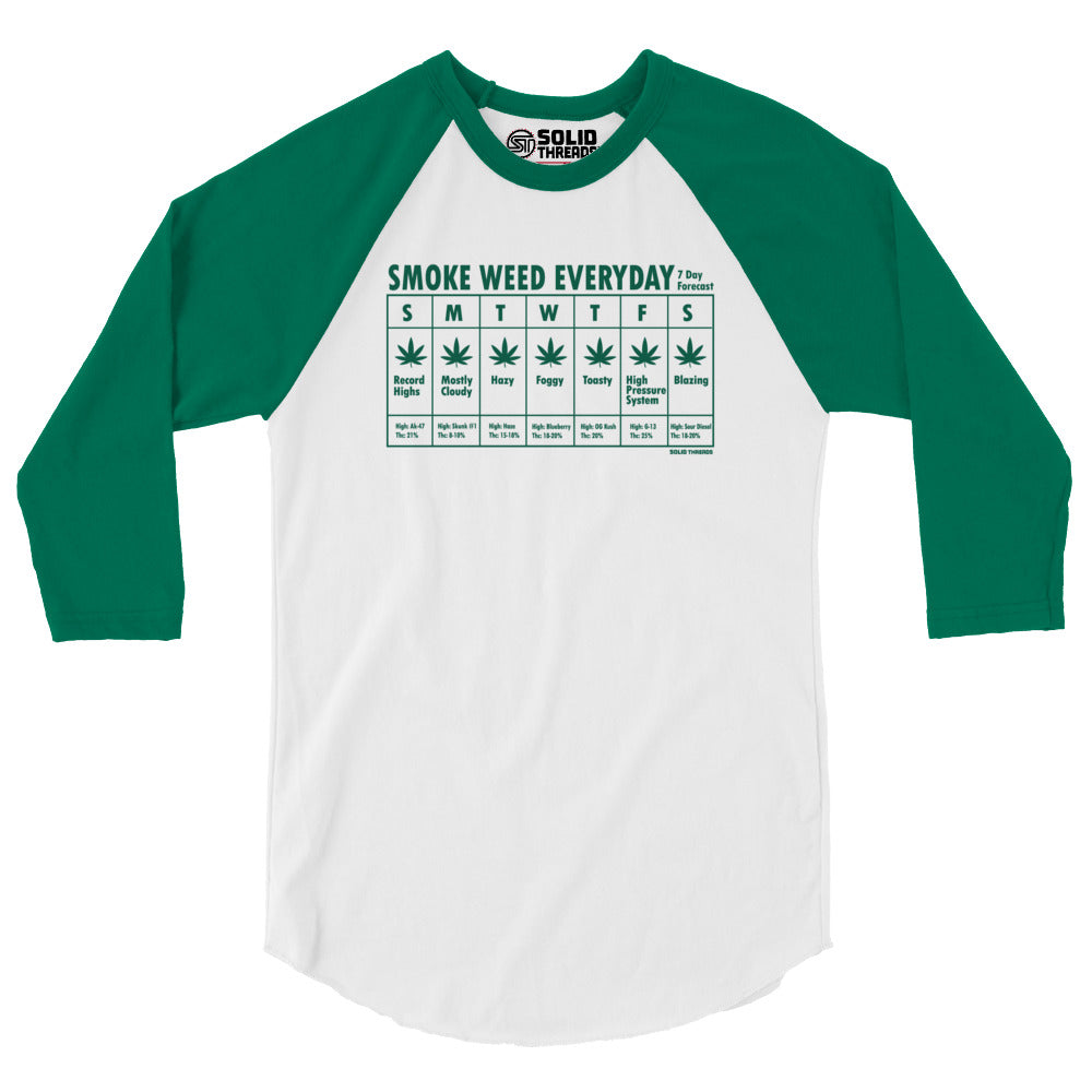 Unisex Smoke Weed Everyday 3/4 Sleeve Baseball Tee