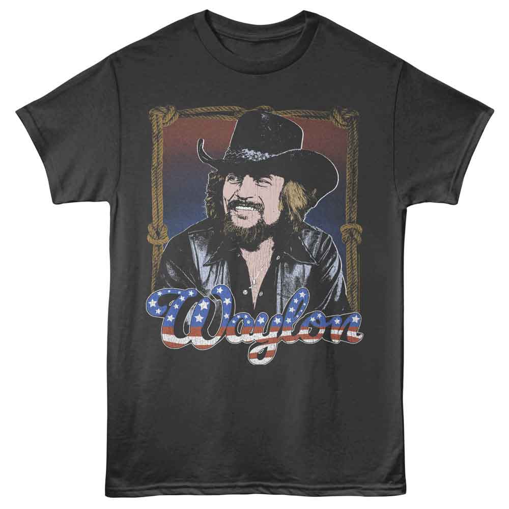 Waylon Jennings - Americana - Officially Licensed - Gray Solid Front Print Adult Short Sleeve T-Shirt