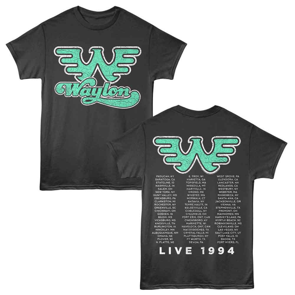 Waylon Jennings - Live 1994 - American Classics - 2-Sided Print Smoke Adult Short Sleeve T-Shirt