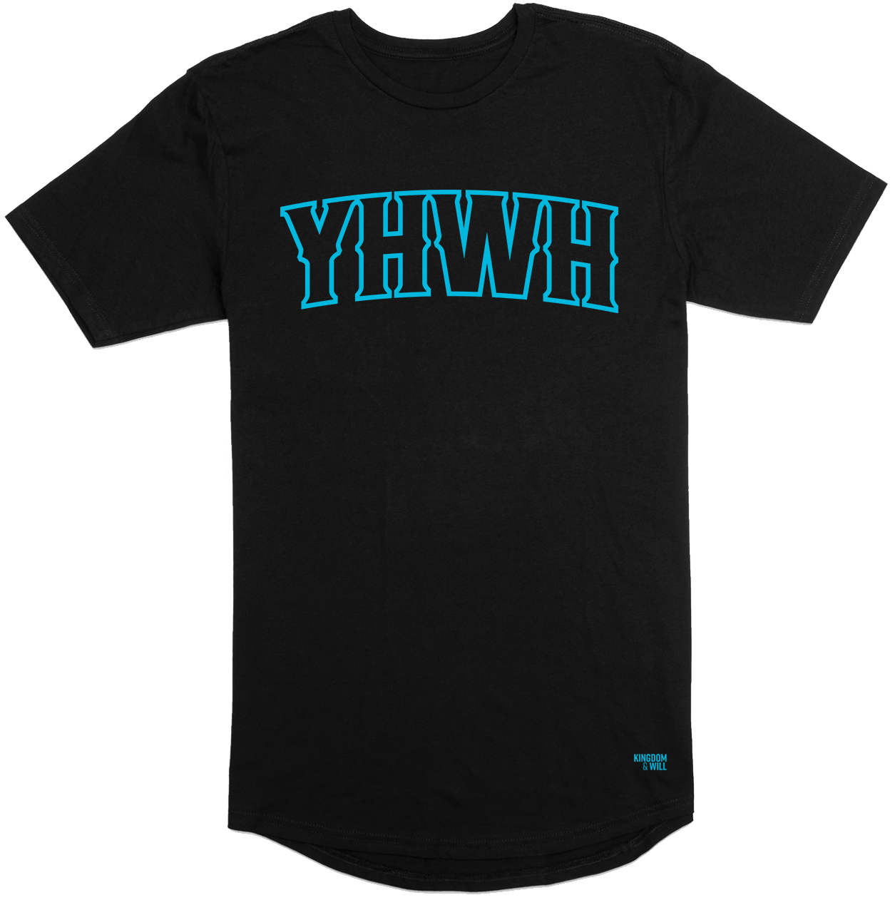 YHWH Long Body T-Shirt (Black & Tropical Blue)