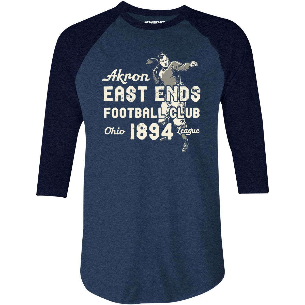 Akron East Ends - Ohio - Vintage Defunct Football Teams - 3/4 Sleeve Raglan T-Shirt