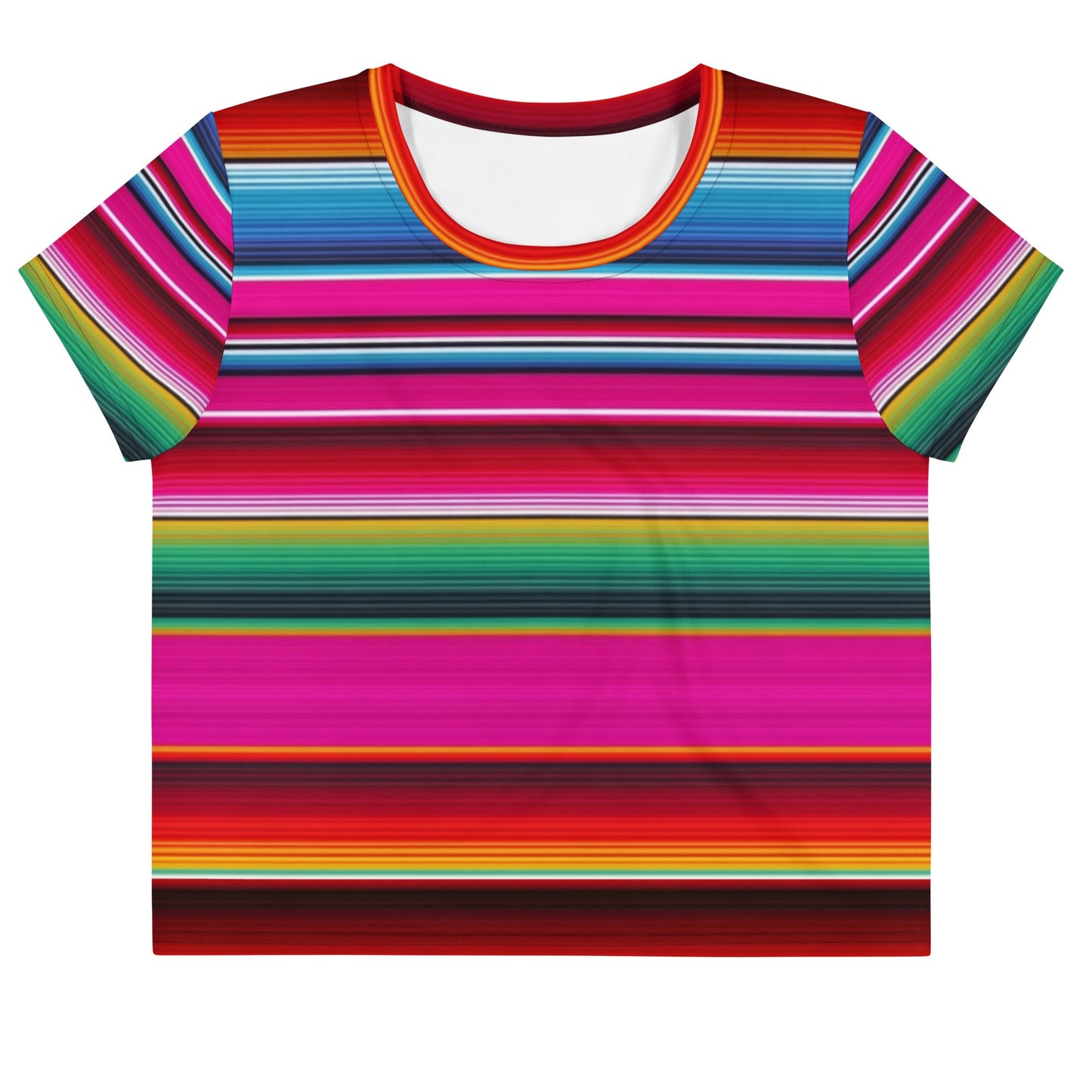 Hot Pink Serape Women’s All-Over Print Crop Tee