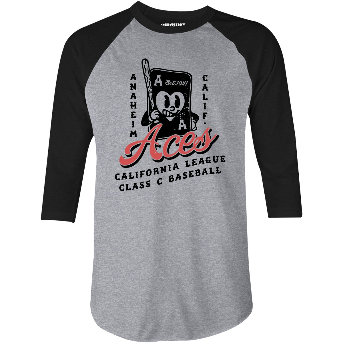 Anaheim Aces - California - Vintage Defunct Baseball Teams - 3/4 Sleeve Raglan T-Shirt