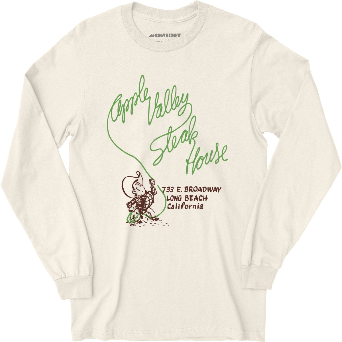 Apple Valley Steak House - Long Beach, CA - Vintage Restaurant - Long Sleeve T-Shirt
