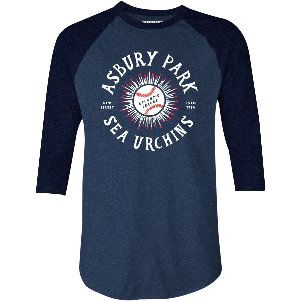 Asbury Park Sea Urchins - New Jersey - Vintage Defunct Baseball Teams - 3/4 Sleeve Raglan T-Shirt