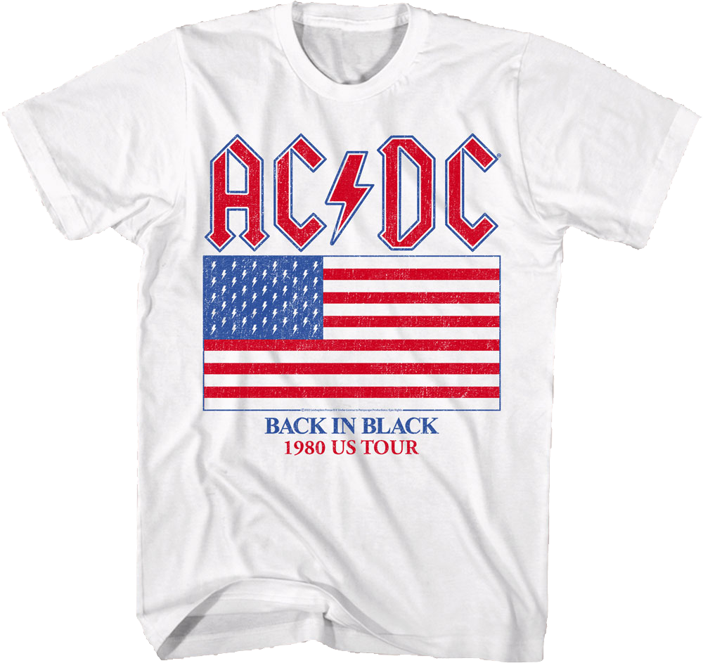 Back In Black 1980 US Tour ACDC T-Shirt