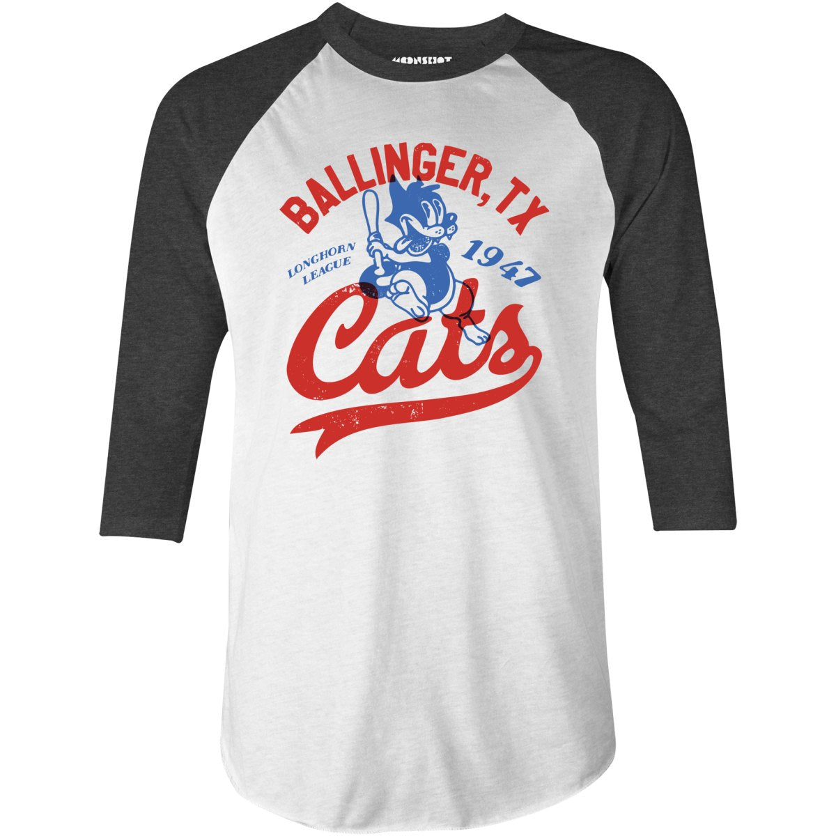 Ballinger Cats - Texas - Vintage Defunct Baseball Teams - 3/4 Sleeve Raglan T-Shirt