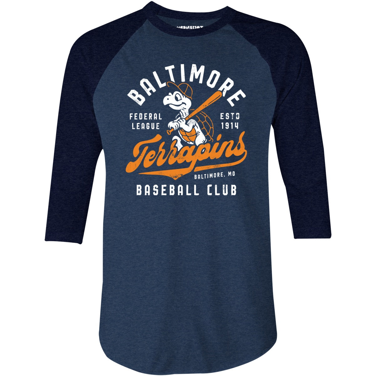 Baltimore Terrapins - Maryland - Vintage Defunct Baseball Teams - 3/4 Sleeve Raglan T-Shirt