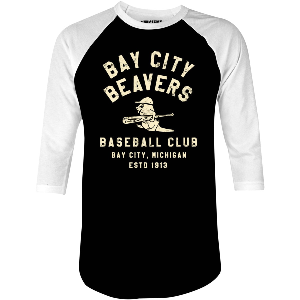 Bay City Beavers - Michigan - Vintage Defunct Baseball Teams - 3/4 Sleeve Raglan T-Shirt