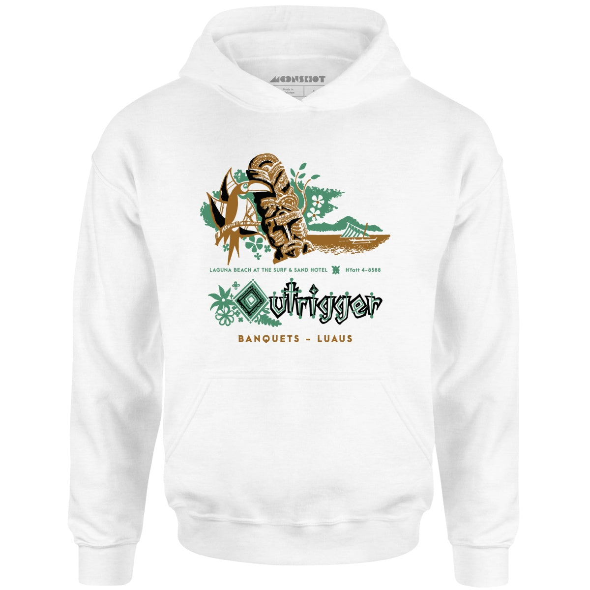 Billingsley's Outrigger v3 - Laguna Beach, CA - Vintage Tiki Bar - Unisex Hoodie