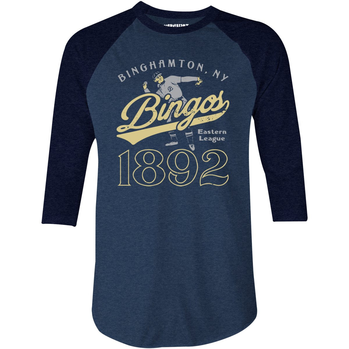 Binghamton Bingos - New York - Vintage Defunct Baseball Teams - 3/4 Sleeve Raglan T-Shirt