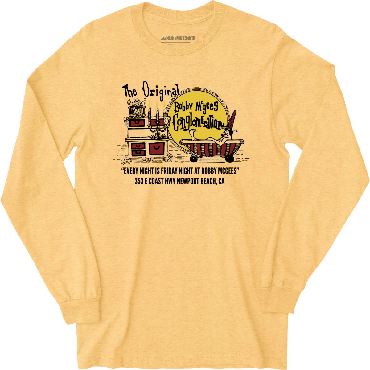 Bobby McGee's - Newport Beach, CA - Vintage Restaurant - Long Sleeve T-Shirt