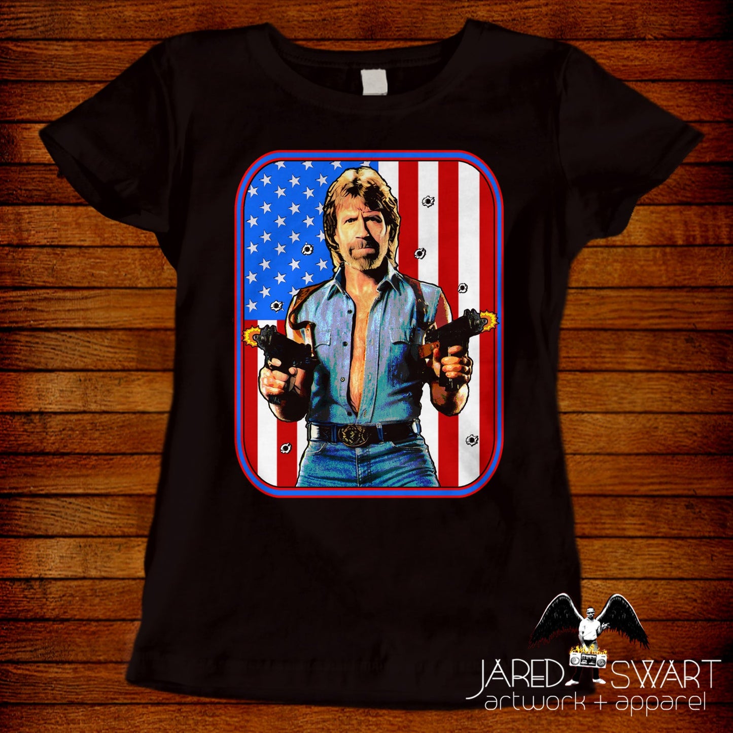 Invasion USA T-shirt pop art inspired by the 1985 Chuck Norris movie